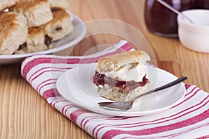 Scones with Strawberry Jam and Whipped Cream