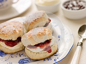 Scones Tea Clotted Cream and Jam photo