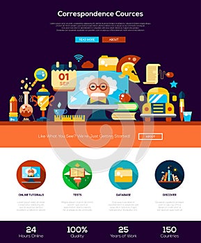 Scool, education website header banner with webdesign elements