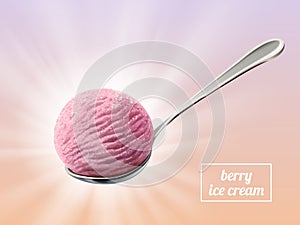 Scoop of berry ice cream