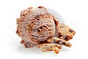 Scoop of Chocolate Ice Cream with Cookie Pieces