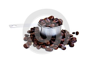A scoop of coffee beans