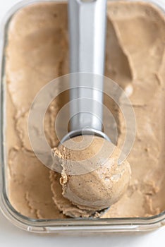 Scoop of coffee ice cream