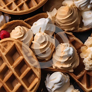 A scoop of creamy, homemade ice cream in a waffle cone4 photo