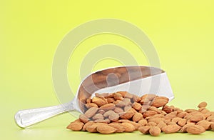 Scoop of fresh almonds