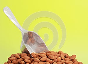 Scoop of fresh almonds