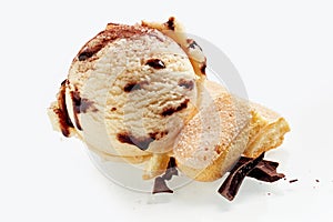 Scoop of ice cream with chocolate