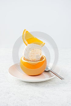 Scoop of Orange Ice cream on Orange Half