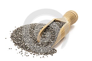 Scoop and pile of chia seeds