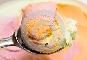 Scoop of rainbow sherbert