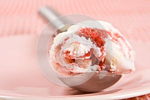 Scoop of raspberry ice cream