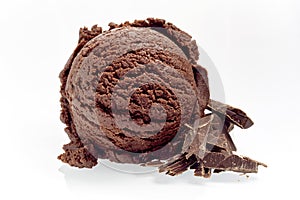 Scoop of Rich Chocolate Ice Cream with Shavings