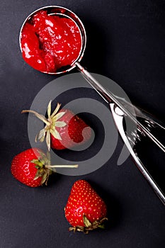 Scoop of strawberry sorbet