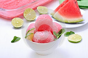 Scoop of watermelon sorbet