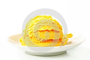 Scoop of yellow ice cream