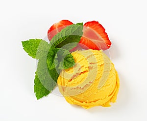 Scoop of yellow sorbet