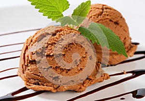 Scoops of chocolate ice creamn