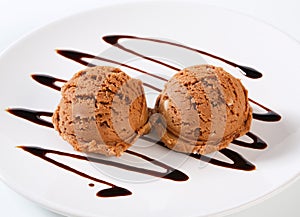 Scoops of chocolate ice creamn