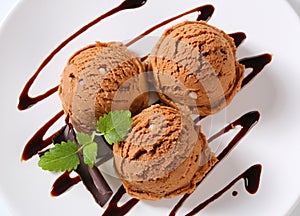 Scoops of chocolate ice creamn