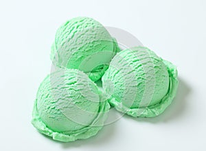 Scoops of green ice cream