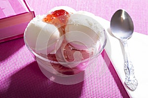 Scoops of ice cream in a jorum