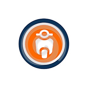 Scooter Bike, Motorcyle and Circle Shape, Vector Logo Design, Icon Concept photo