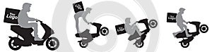 Scooter Delivery courier service vector silhouette icon logo