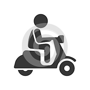 Scooter Driver Stick Figure Man Icon on White Background. Vector photo