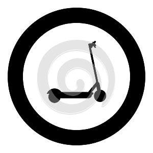 Scooter electric modern technology kick eco transport for city trotinette icon in circle round black color vector illustration