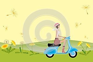 Scooter Girl on Dandelion Seeds