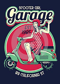 Scooter Girl Garage in Vintage Style Design