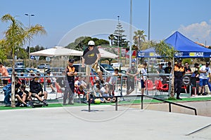 Scooter Grinding On A Rail