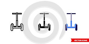 Scooter icon of 3 types color, black and white, outline. Isolated vector sign symbol