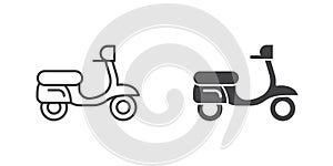 Scooter icon in flat style. Delivery vector illustration on isolated background. Transport sign business concept