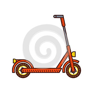 Scooter icon. Red kick scooter illustration vector