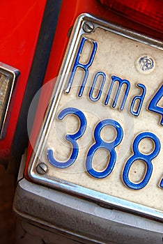 Scooter licence plate from Roma