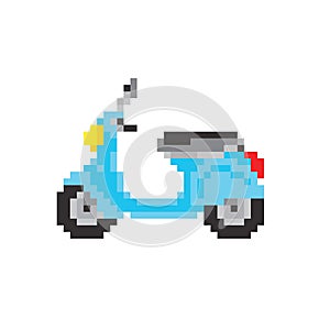 Scooter motorbike in pixel art style isolated vector illustration