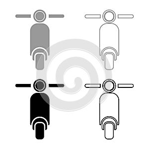 Scooter Motorcycle Motobike Delivery concept Moped Shipping icon outline set black grey color vector illustration flat style image