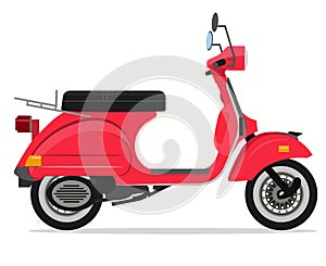 Scooter Old style motorbike, Delivery moped, City transport. Vector