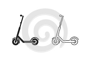 Scooter prohibition Electric Scooter Line Icon Set. Vector illustration isolated