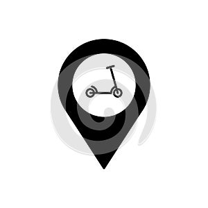 Scooter rental geo tag outline icon. Symbol, logo illustration for mobile concept and web design.