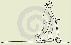 Scooter rider one line drawing