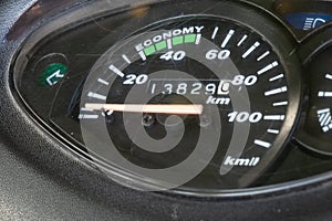 Scooter Scratched Speedometer Closeup