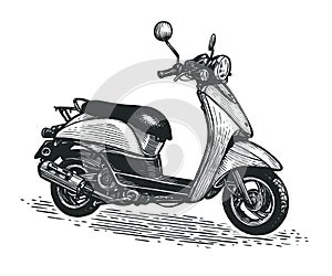 Scooter sketch. Moped for delivery, scooter for tourism