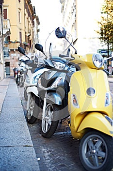 Scooters on city street