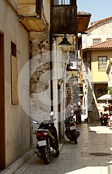 Scooters parking in a lane