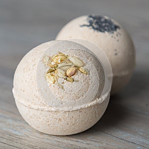 Scope bath. Cosmetic bomb. Meant for relaxation and body care photo