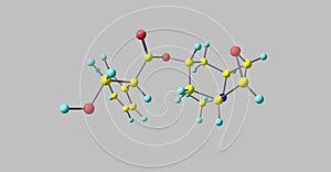 Scopolamine molecular structure isolated on grey