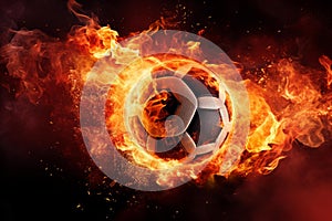 Scorching Soccer ball fire flame. Generate Ai