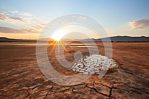 scorching sun against a dry landscape